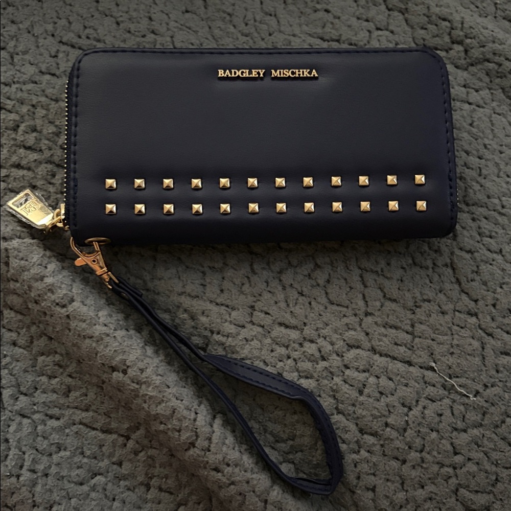 Badgley Mischka Black Wallet with Gold Accents